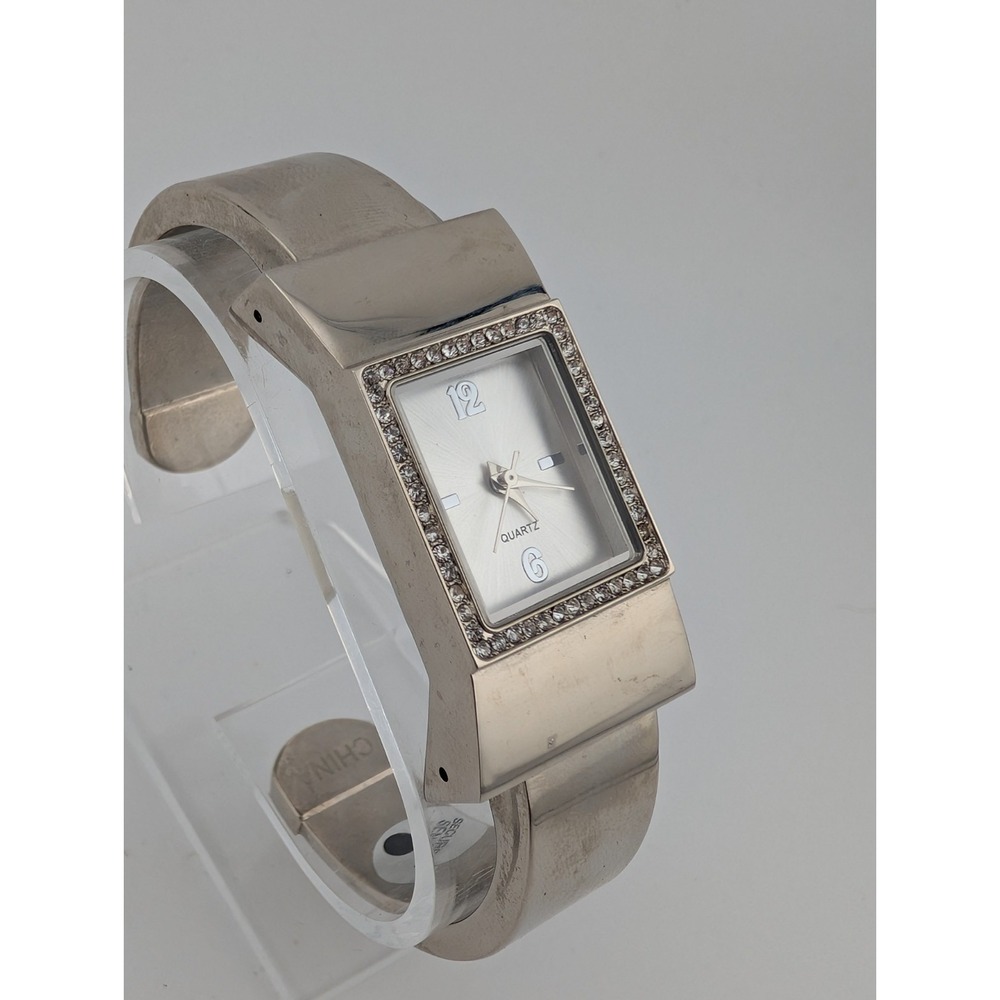 Vintage JC Penny Watch Women 22mm Silver Case Crystal‎ Bezel Bangle- New Battery